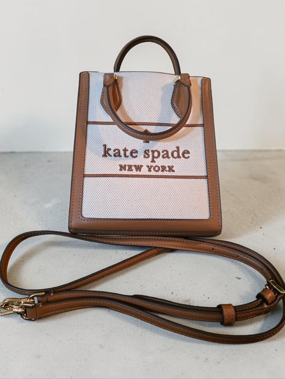 kate spade Brown & Cream Mini Satchel with Logo - Picture 7 of 9